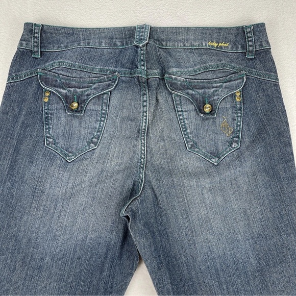 VTG Baby Phat Jeans Y2K Women Sz 20 Flare Med Wash Logo Flap Pockets Tall - Picture 11 of 11